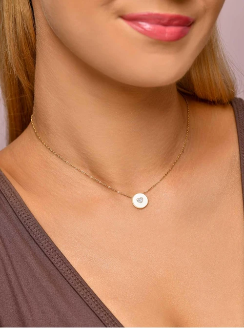 Naszyjnik kółeczko z serduszkiem, złoty S306480Z00