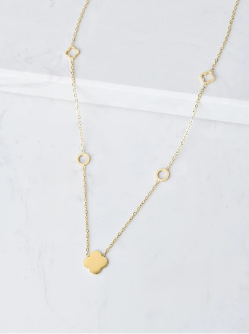 Naszyjnik koniczynki, kółeczka, złoty S307827Z00