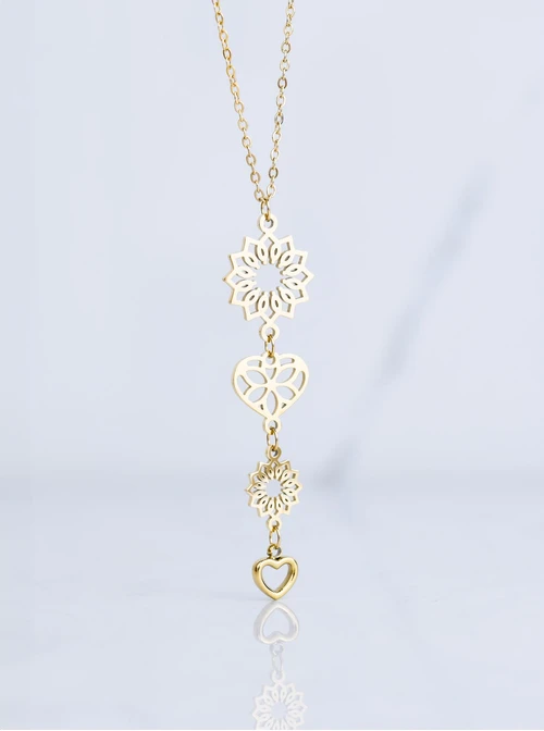 Naszyjnik krawatka, Rozeta Vezzi, serduszka, złoty S307845Z00