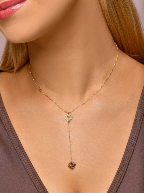 Naszyjnik krawatka, serca, nieskończoność, złoty S307783Z00