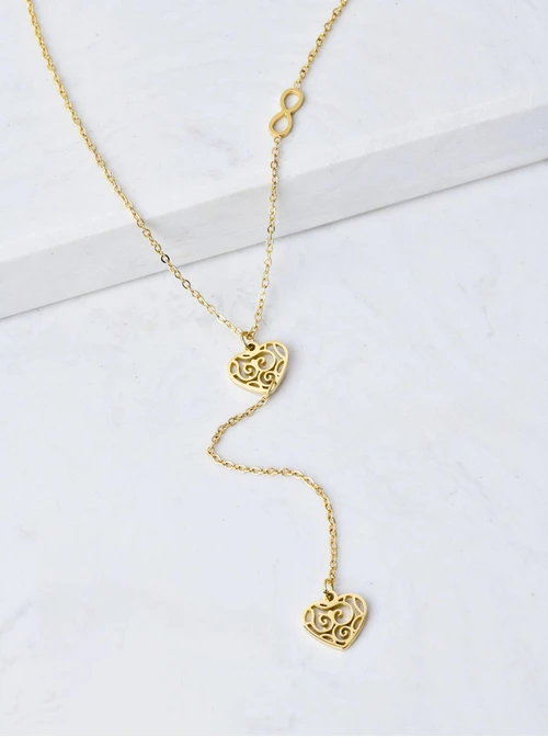 Naszyjnik krawatka, serca, nieskończoność, złoty S307783Z00