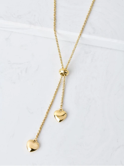 Naszyjnik krawatka, serca, złoty S307887Z00