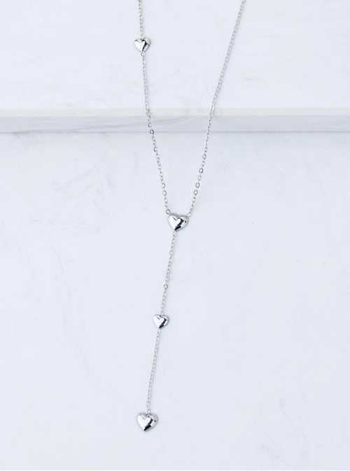 Naszyjnik krawatka, serduszka, srebrny S306233S00