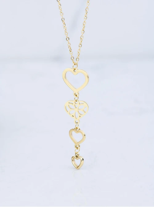 Naszyjnik krawatka, serduszka, złoty S307843Z00