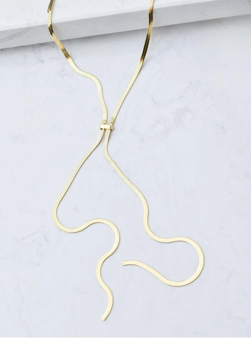 Naszyjnik krawatka, żmijka, złoty S307889Z00