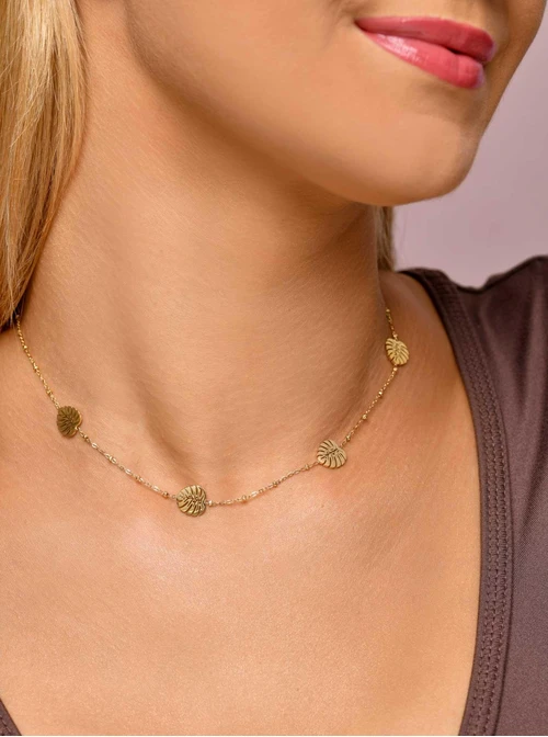 Naszyjnik liście monstery, złoty S307837Z00