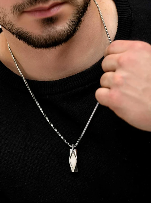 Naszyjnik męski, nieśmiertelnik, srebrny S307615S00