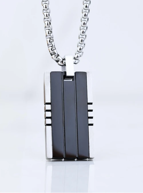 Naszyjnik męski, nieśmiertelnik, srebrny S307618S01