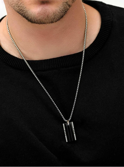 Naszyjnik męski, nieśmiertelnik, srebrny S307618S01