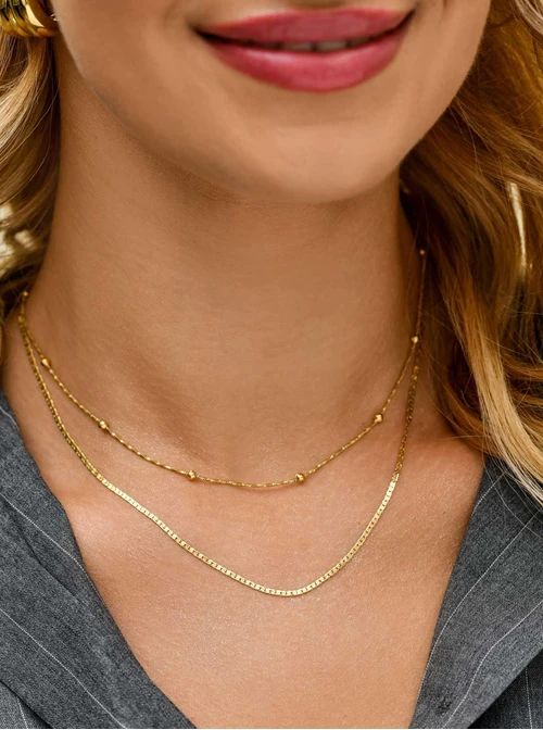 Naszyjnik podwójny, kuleczki, złoty S306105Z00