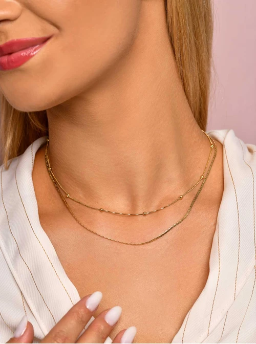 Naszyjnik podwójny, kuleczki, złoty S306105Z00