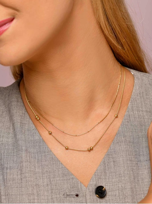 Naszyjnik podwójny, kuleczki, złoty S307284Z00