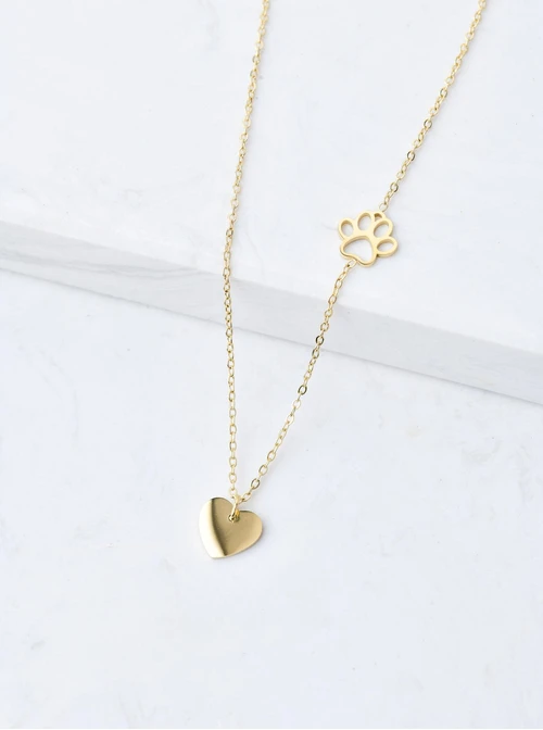 Naszyjnik serce, łapka, złoty S307779Z00
