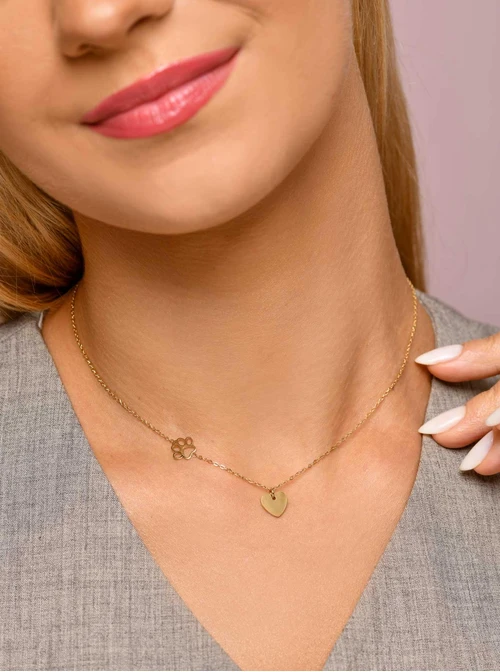 Naszyjnik serce, łapka, złoty S307779Z00