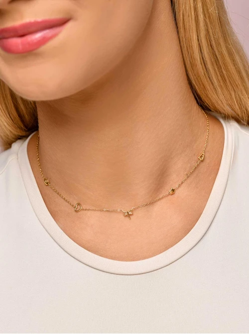 Naszyjnik ważka, serce, gwiazdka, złoty S306273Z00