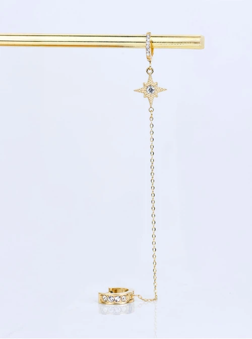 Nausznica gwiazdka z kryształkiem, złoty S208213Z00