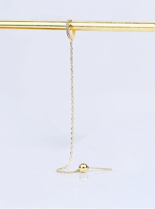 Nausznica kuleczka, kryształki, złoty S208217Z00