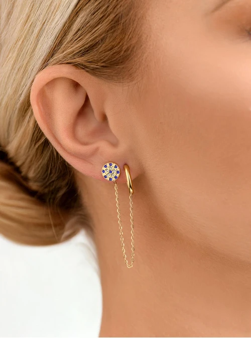 Nausznica niebieskie kryształki, złoty S208215Z00