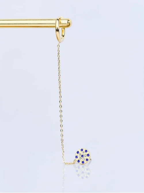 Nausznica niebieskie kryształki, złoty S208215Z00