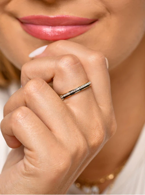 Pierścionek kryształki, złoty S406531Z00