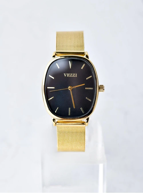 Zegarek Vezzi, czarna tarcza, złoty S506995Z00