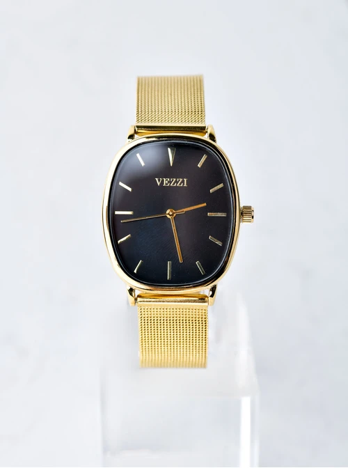 [Zestaw] Zegarek Vezzi, czarna tarcza, złoty S506995Z00