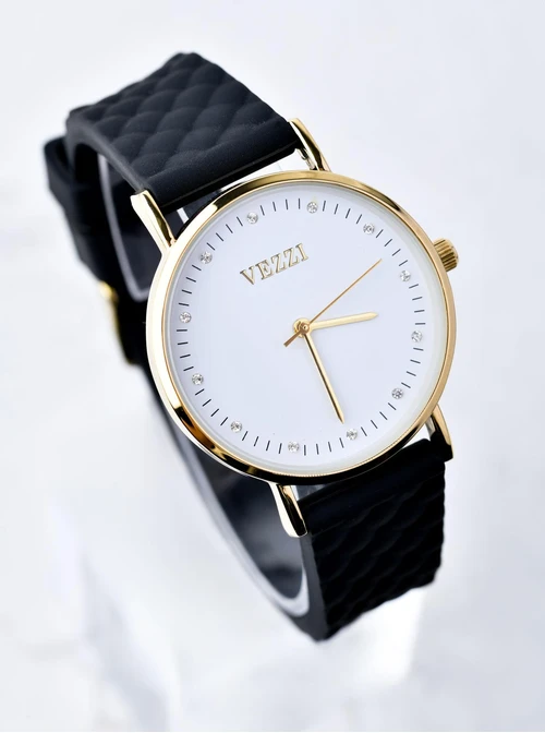 Zegarek Vezzi, kryształki, czarny, złoty B507047Z01