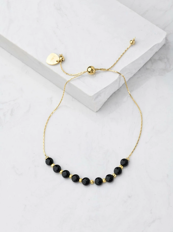 [Zestaw] Bransoletka Obsydian, czarny, złoty S105617Z00