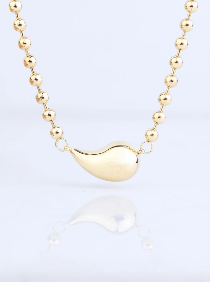 [Zestaw] Naszyjnik dmuchana kropla, kuleczki, złoty S308452Z00