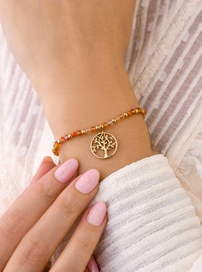 Bransoletka drzewko, Agat Czerwony, złoty S108624Z00