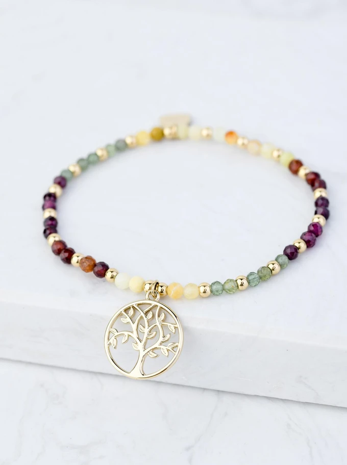 Bransoletka drzewko, Agat Kolorowy, złoty S108619Z00