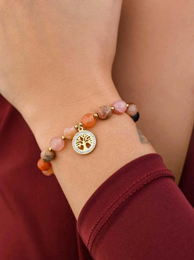 Bransoletka drzewko, Agat, złoty S108823Z00