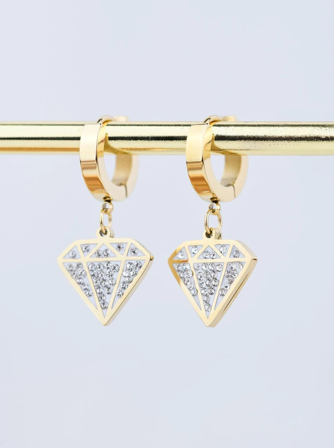 Kolczyki diamenty z kryształkami, złoty S207642Z02