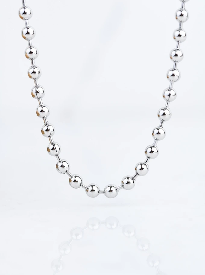 Naszyjnik męski, kulki, srebrny S307959S00