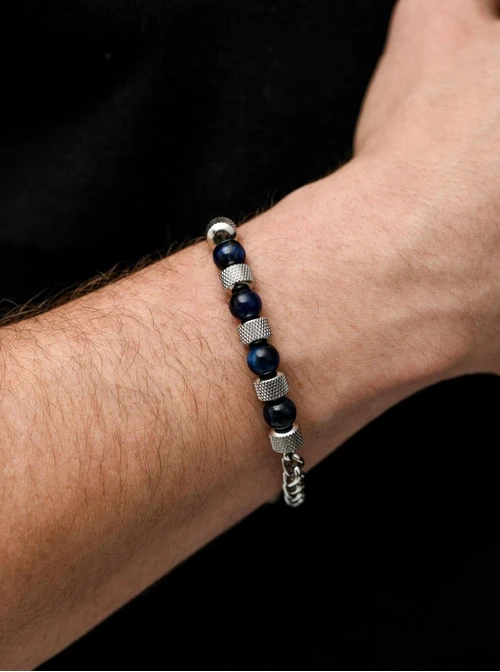 Bransoleta męska, Kocie Oko, srebrny S107586S00