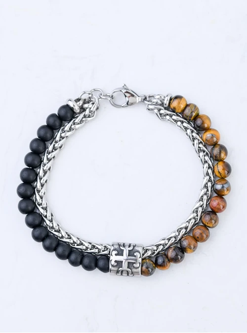 Bransoleta męska, Tygrysie Oko, srebrny S107584S00