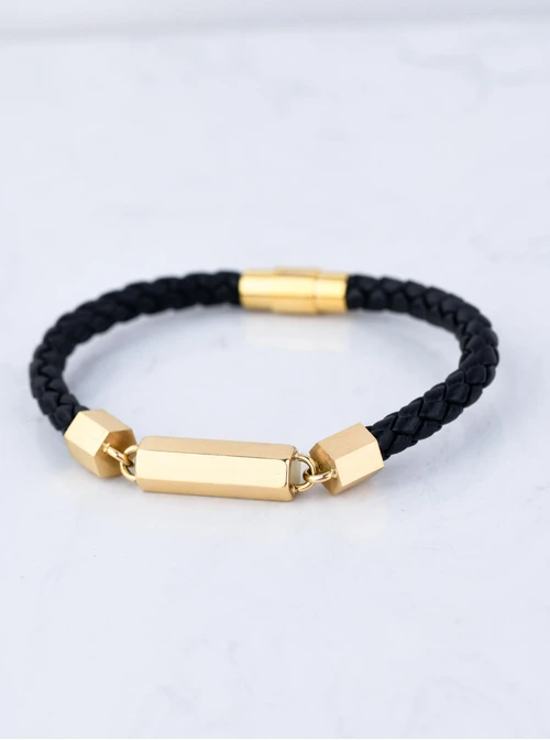 Bransoleta męska, czarny, złoty S107601Z01