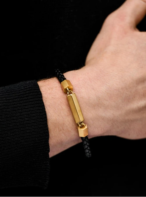Bransoleta męska, czarny, złoty S107601Z01