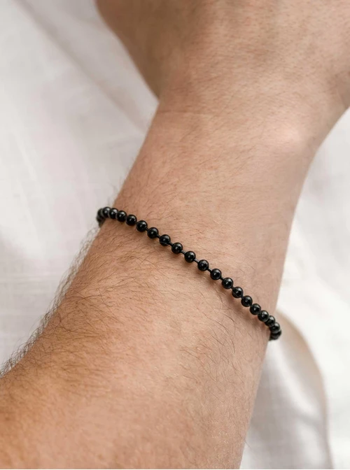Bransoleta męska kulki, czarny S107964S01