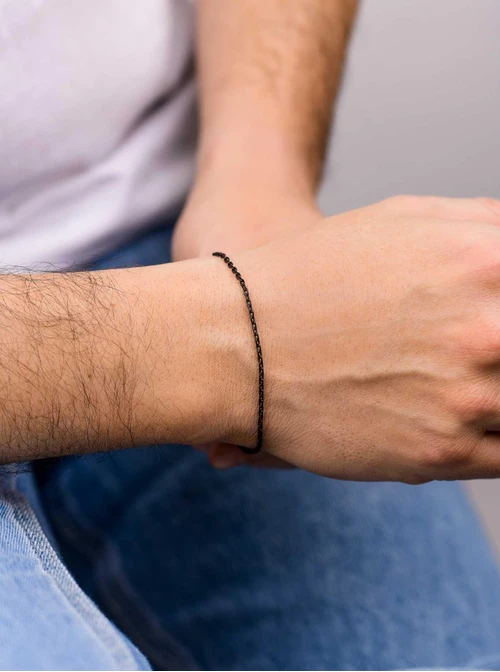 Bransoleta męska, łańcuszek, czarny S107967S01