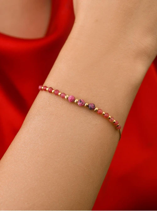 Bransoletka Jaspis, stal pozłacana S107986Z00