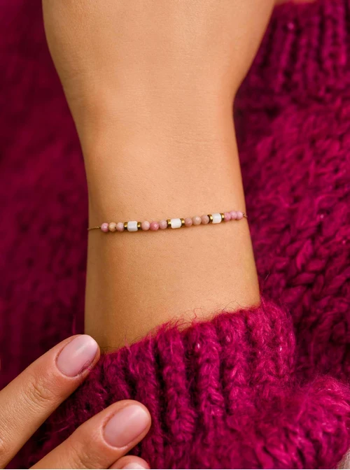 Bransoletka Rodochrozyt, różowy, złoty S108002Z00