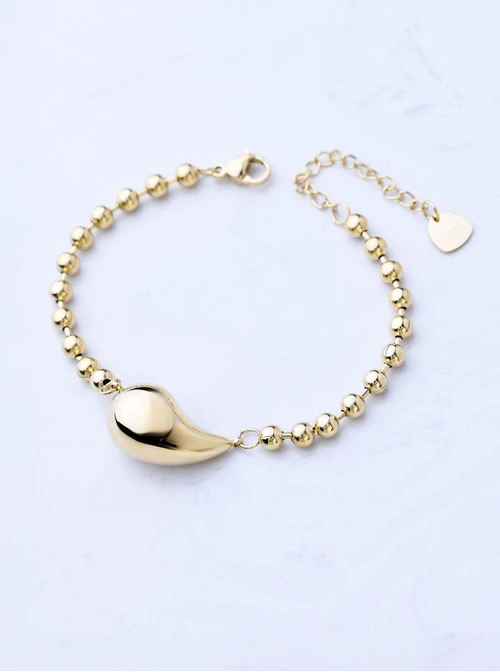 Bransoletka dmuchana kropla, stal pozłacana S108453Z00