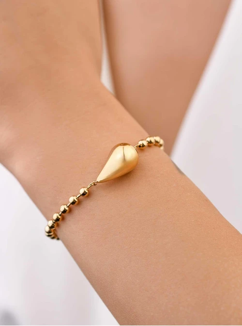 Bransoletka dmuchana kropla, stal pozłacana S108453Z00