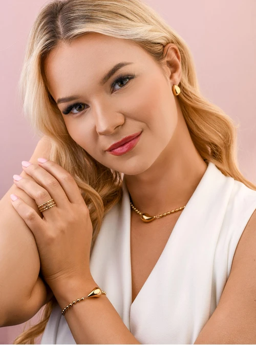 Bransoletka dmuchana kropla, stal pozłacana S108453Z00