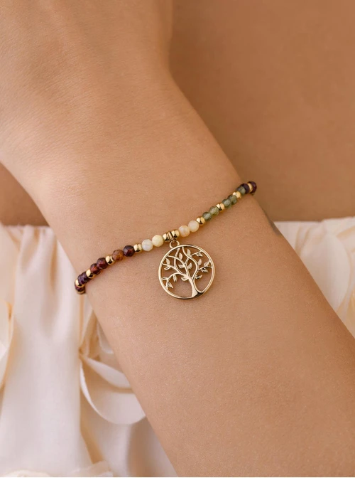 Bransoletka drzewko, Agat Kolorowy, złoty S108619Z00