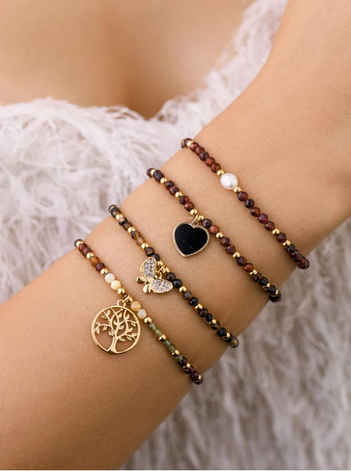 Bransoletka drzewko, Agat Kolorowy, złoty S108619Z00