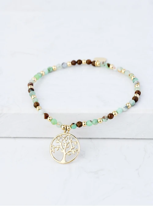 Bransoletka drzewko, Chryzopraz, złoty S108625Z00