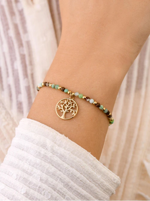 Bransoletka drzewko, Chryzopraz, złoty S108625Z00