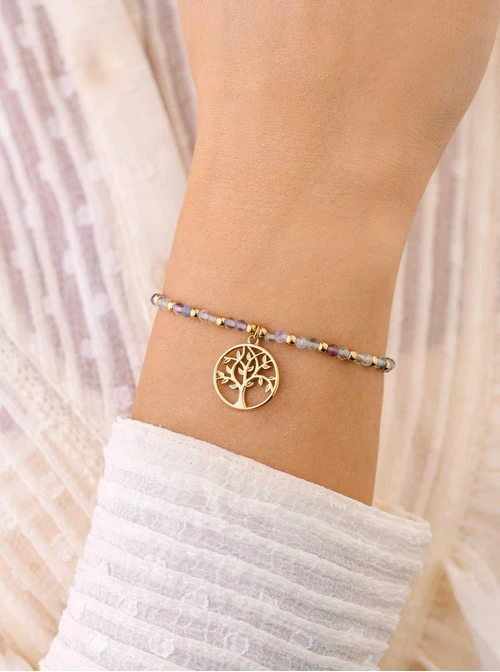 Bransoletka drzewko, Fluoryt, złoty S108626Z00